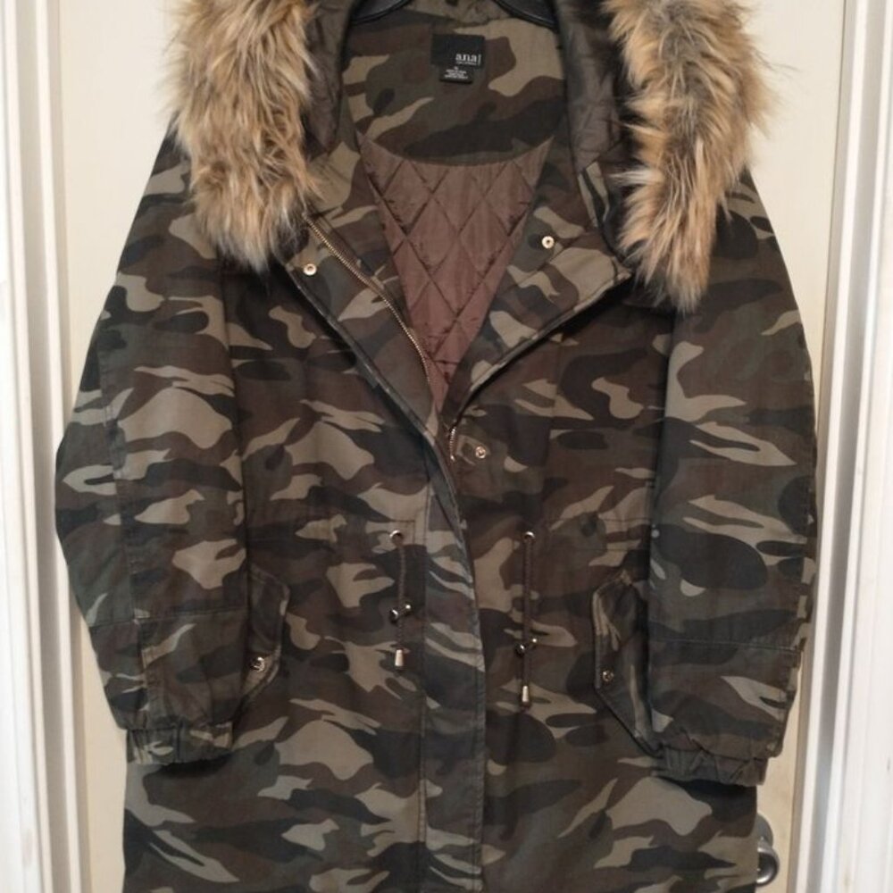 a.n.a! warm & roomy winter camo coat XL